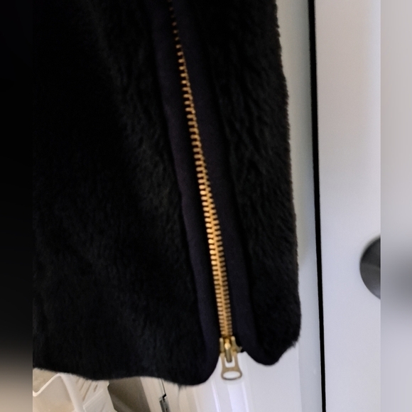 J. Crew Teddy Bear Faux fur Black coat jacket ladies LG - Picture 5 of 12